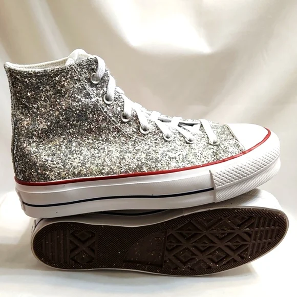 Converse CTAS Lift Platform Glitter Hightop Sneakers (w size 9.5) - Picture 5 of 15